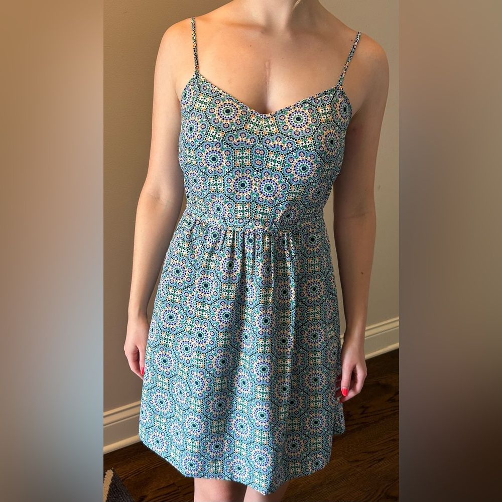 J. Crew Factory Blue and White Mini Dress
